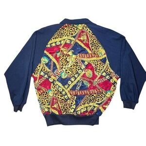 Silver Threads Ltd Vintage 80s Baroque Print Bomber Jacket Womens M Made in USA